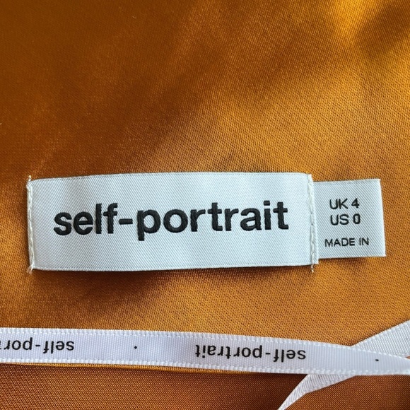 NEW Self-Portrait Burnt Orange Satin Midi Dress Lace | US 0 UK 4 - Picture 6 of 12